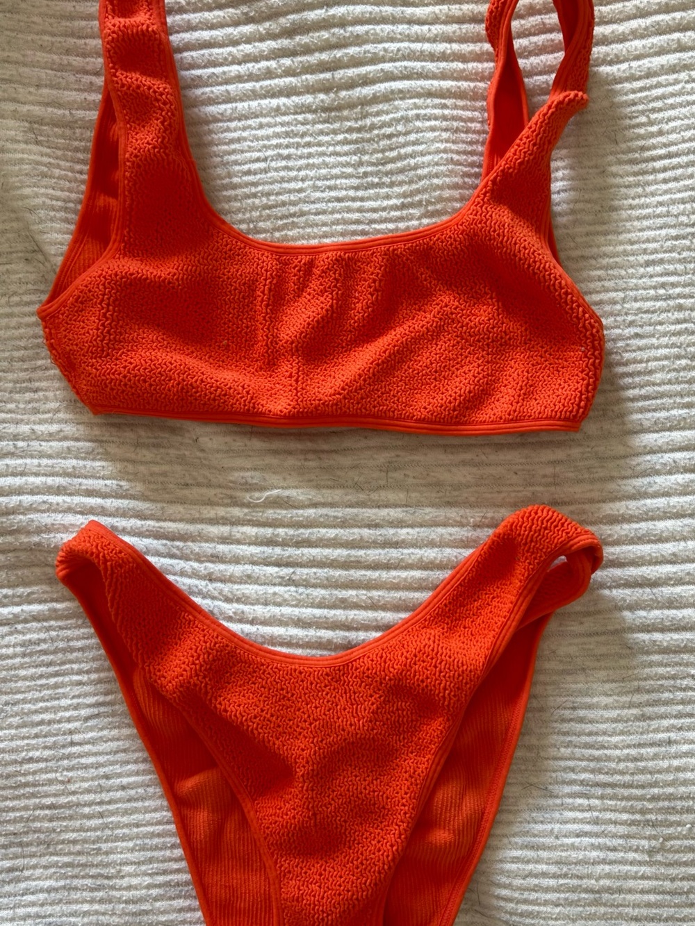 Textured Orange Bikini Set